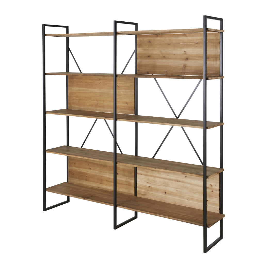 Etagère en bois de sapin et acier noir L176 — vue 3