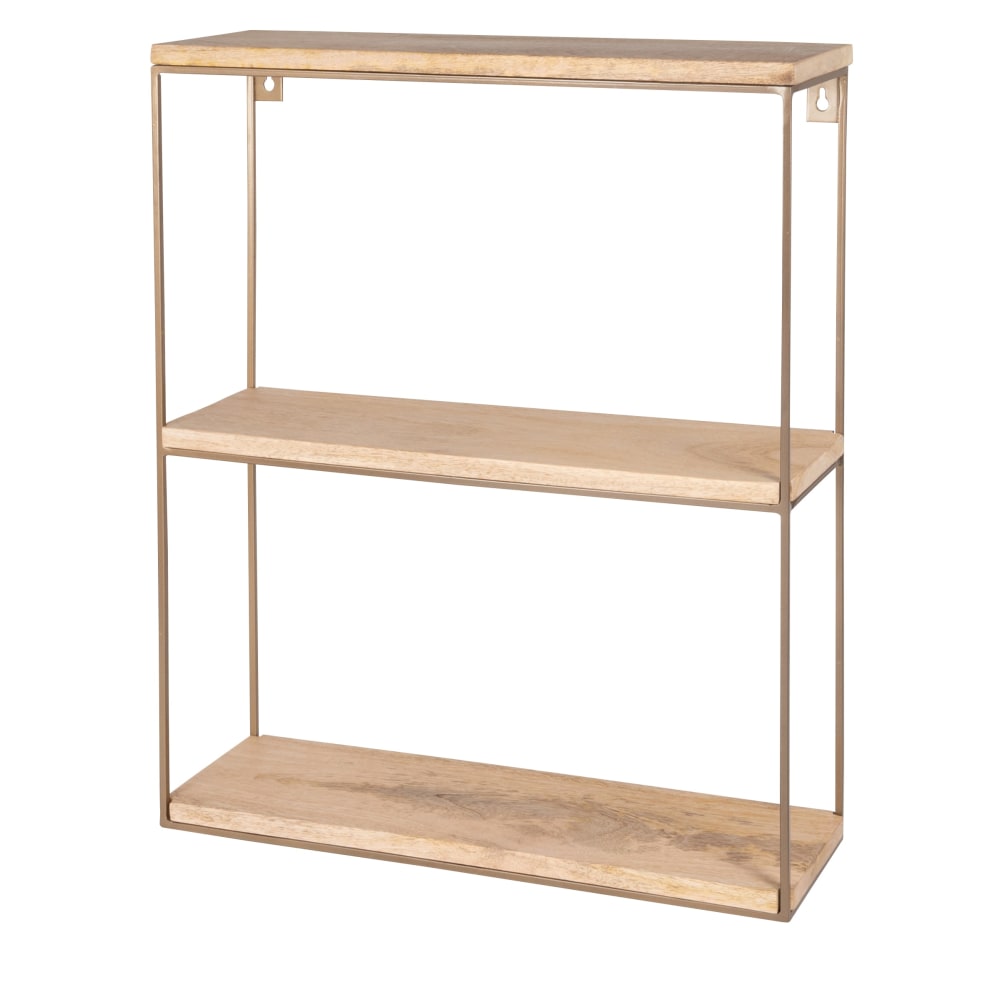 Etagère en manguier et fer forgé doré