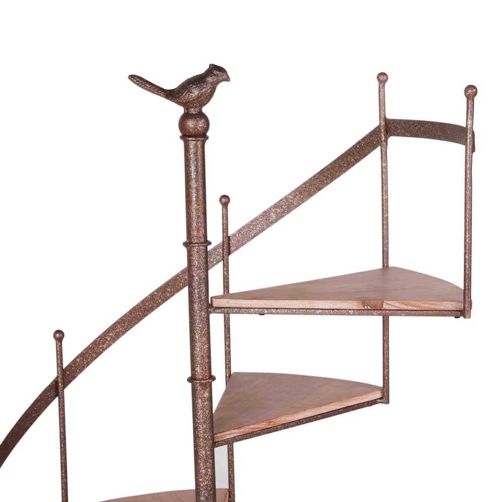 Étagère escalier en sapin et métal effet rouille