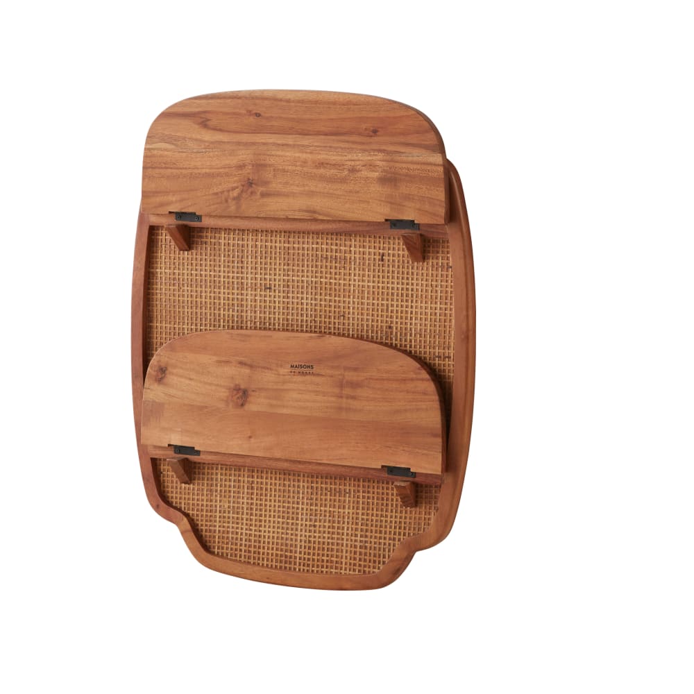 Etagère murale en bois d'acacia et rotin — vue 4