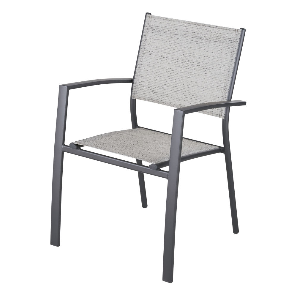 Fauteuil à dîner de jardin en aluminium gris anthracite