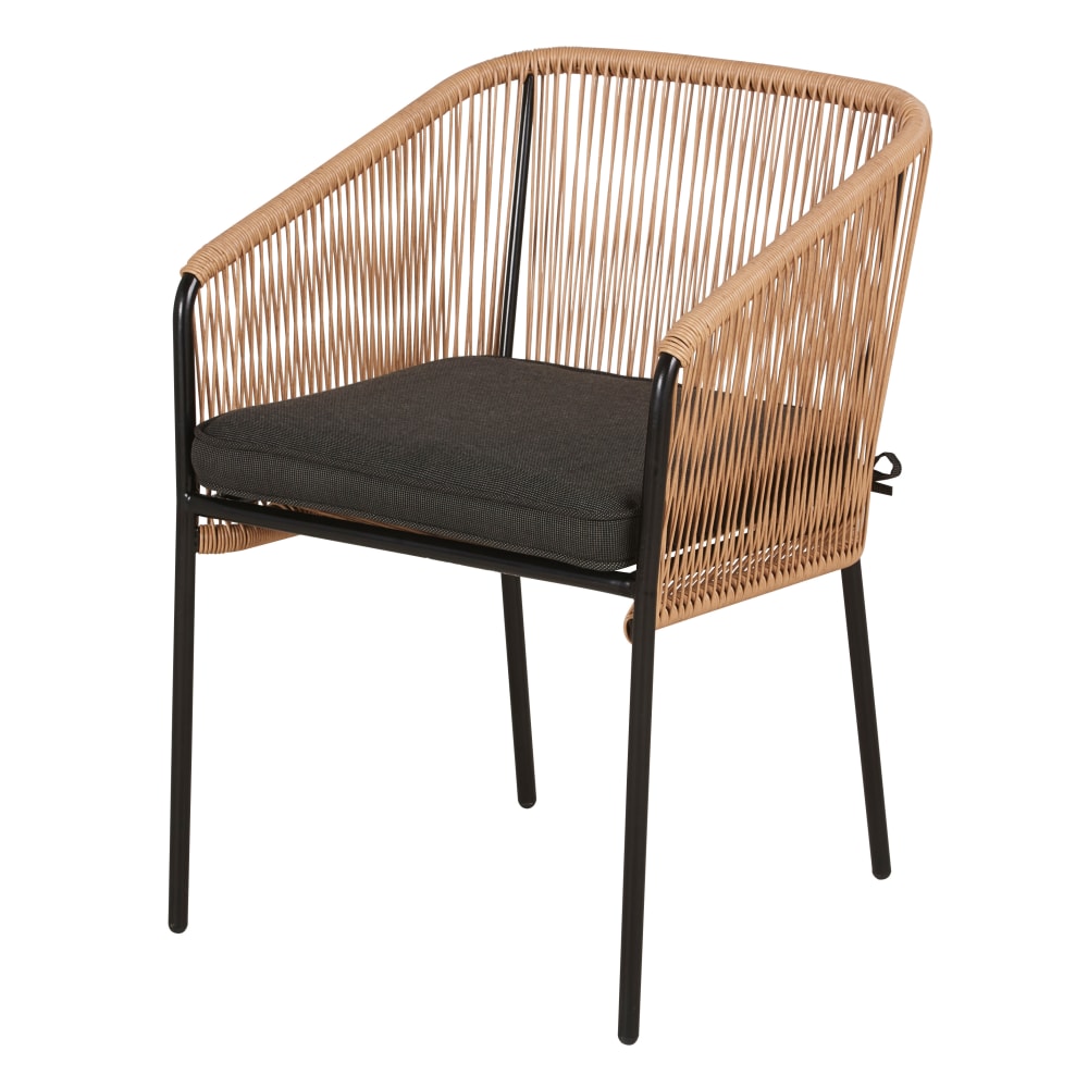 Fauteuil à dîner de jardin en résine recyclée et métal noir