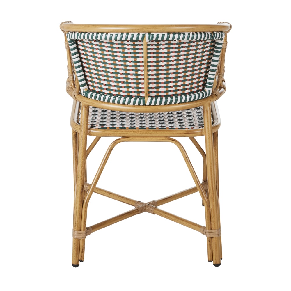 Fauteuil à dîner de jardin professionnel en aluminium imitation bambou et résine tressée multicolore — vue 4
