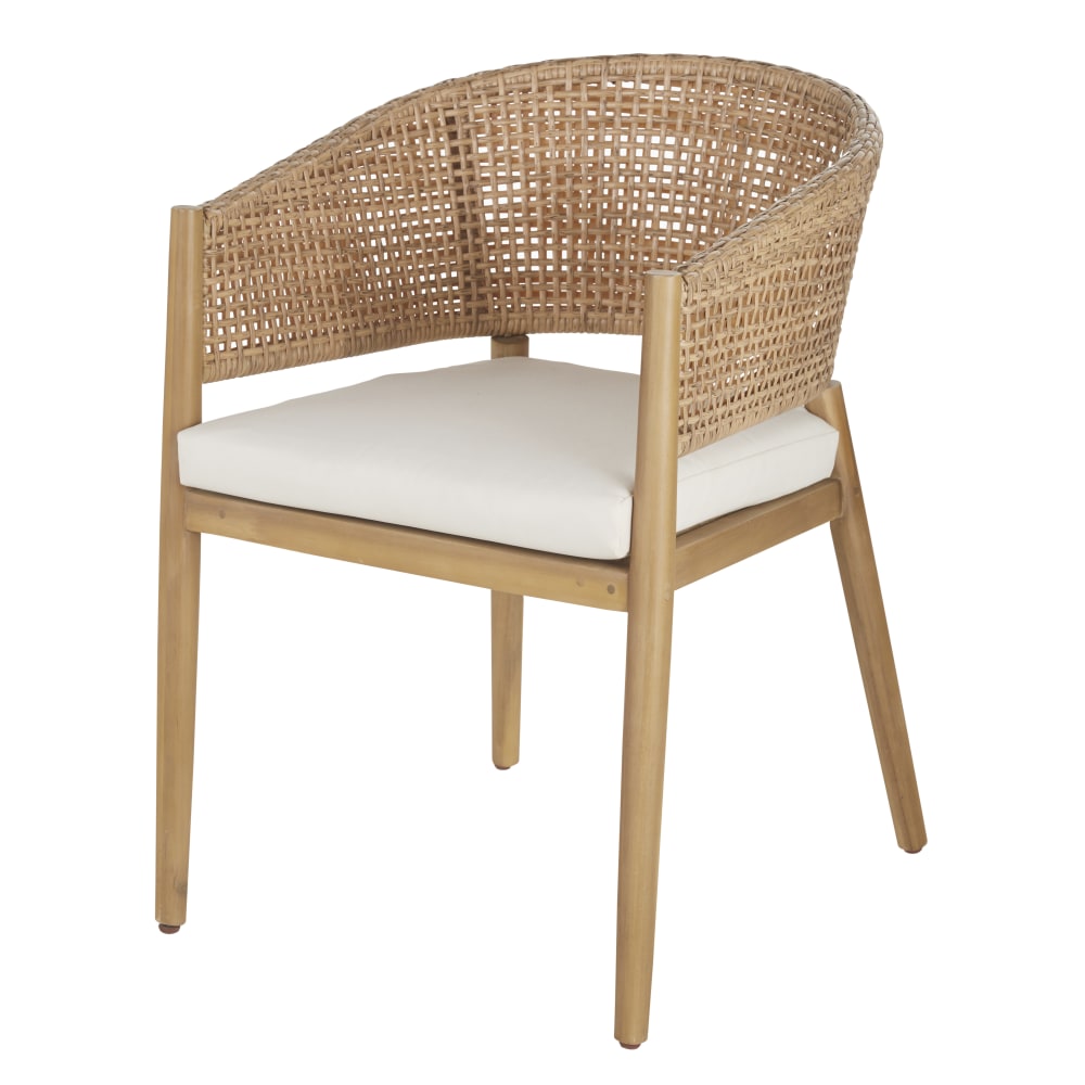 Fauteuil à dîner de jardin professionnel en bois d'acacia et écru