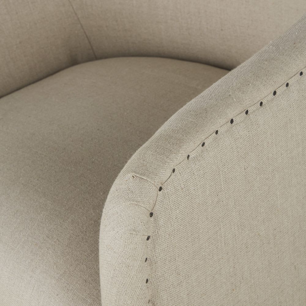 Fauteuil à dîner en lin beige ficelle — vue 4