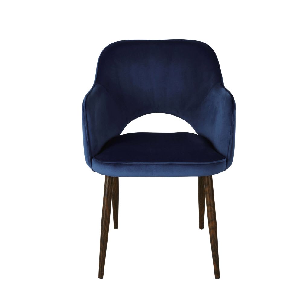 Fauteuil à diner professionnel en velours bleu nuit - Maisons du Monde