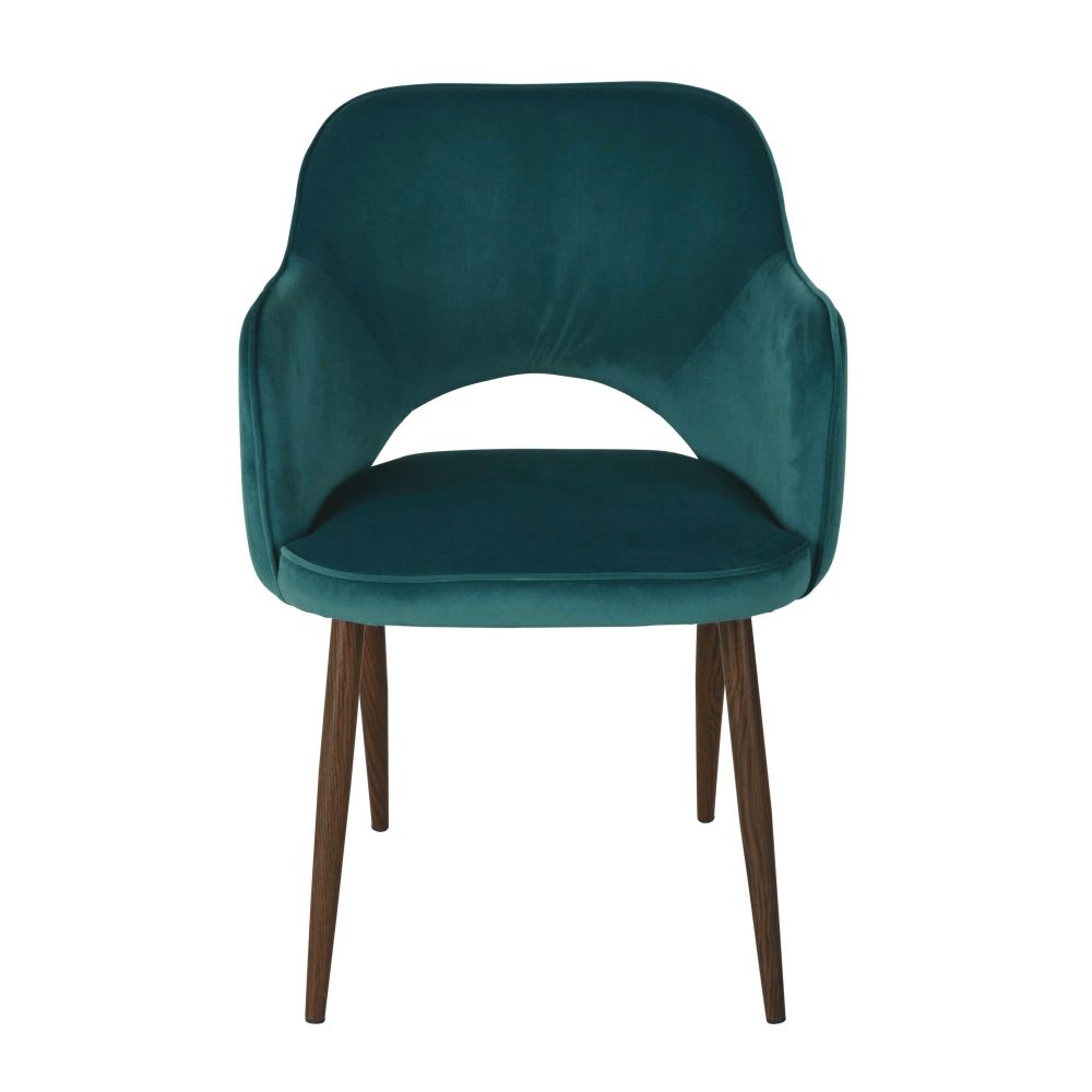 Fauteuil à diner professionnel en velours Vert botanique