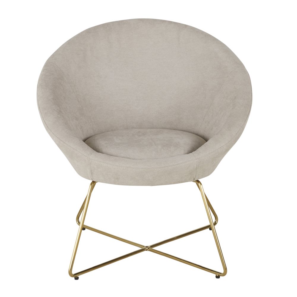 Fauteuil beige et pieds en acier doré - Maisons du Monde