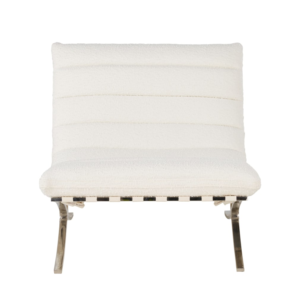 Fauteuil bouclettes écrues et acier chromé - Maisons du Monde