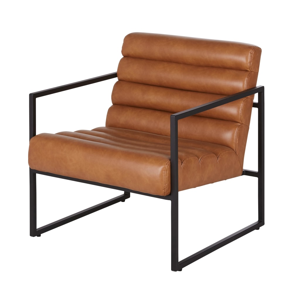 fauteuil camel et acier