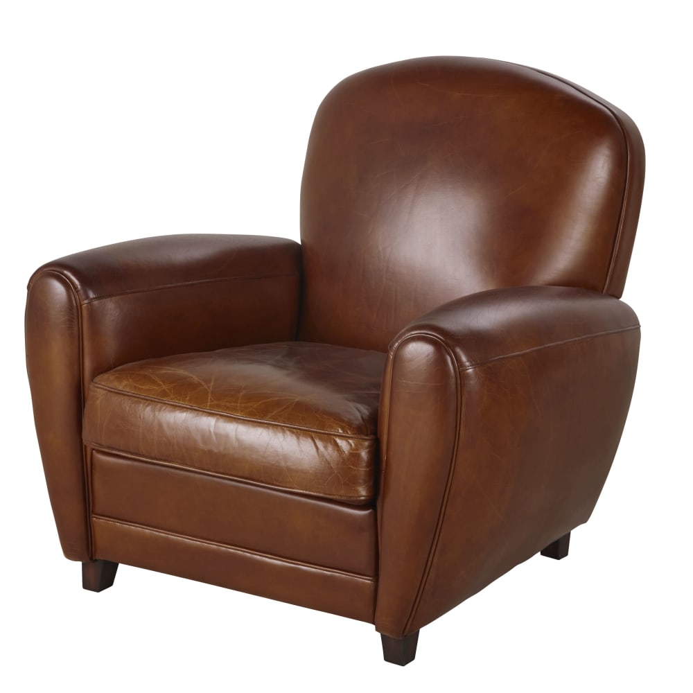 Fauteuil club en cuir marron - Maisons du Monde