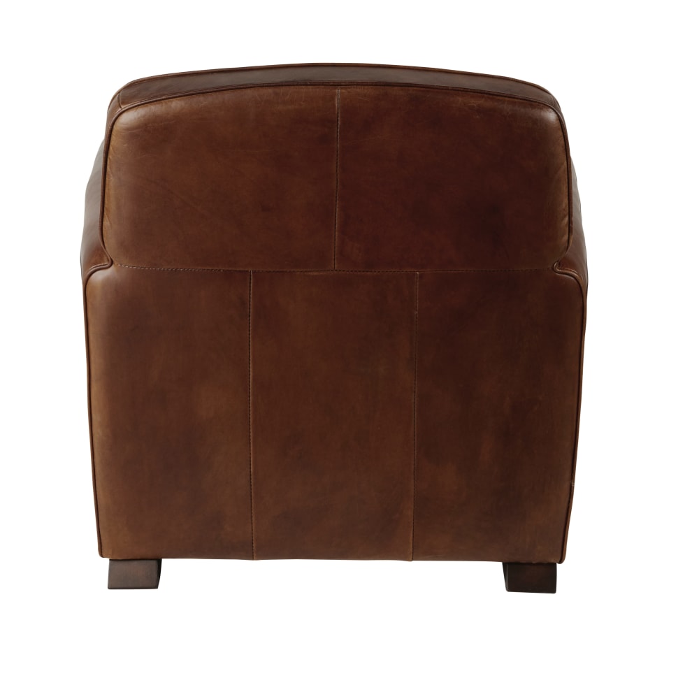 Fauteuil club en cuir marron effet vieilli — vue 4