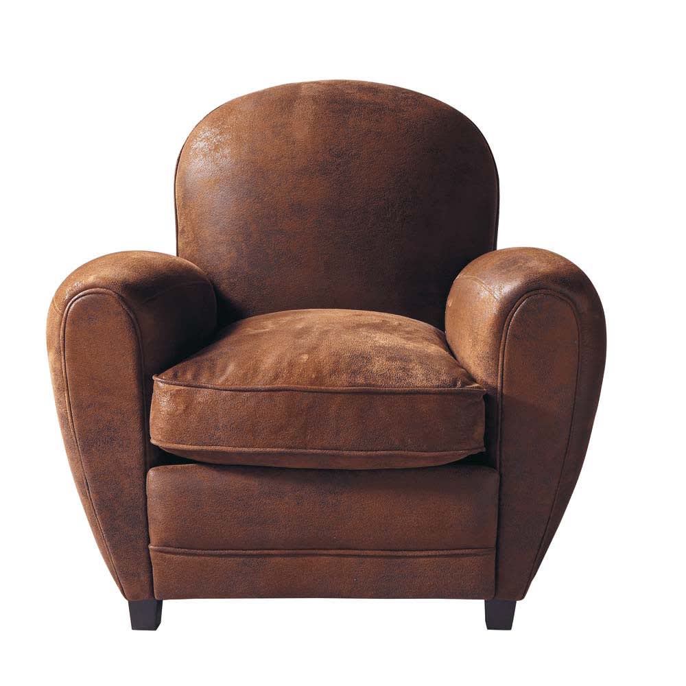 Fauteuil club marron aspect vieilli
