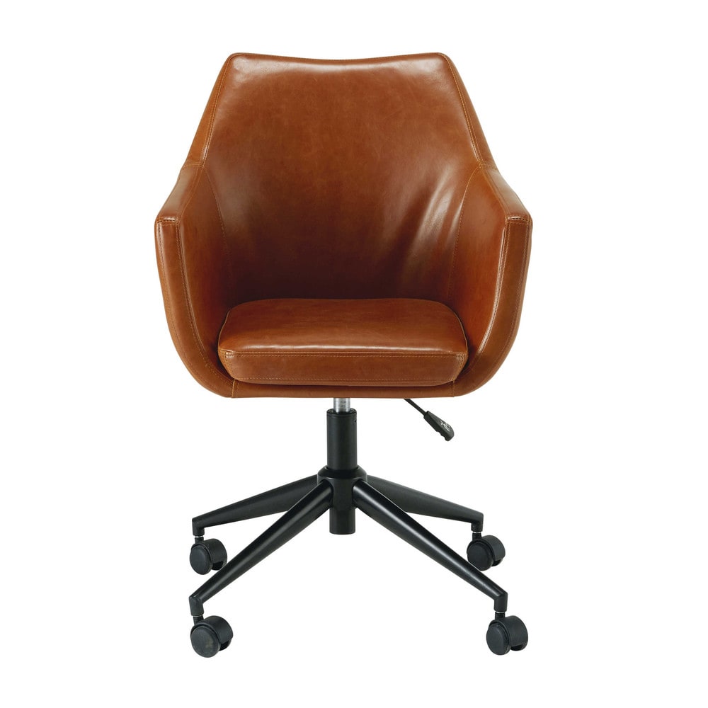 Fauteuil de bureau en tissu enduit marron vieilli - Maisons du Monde