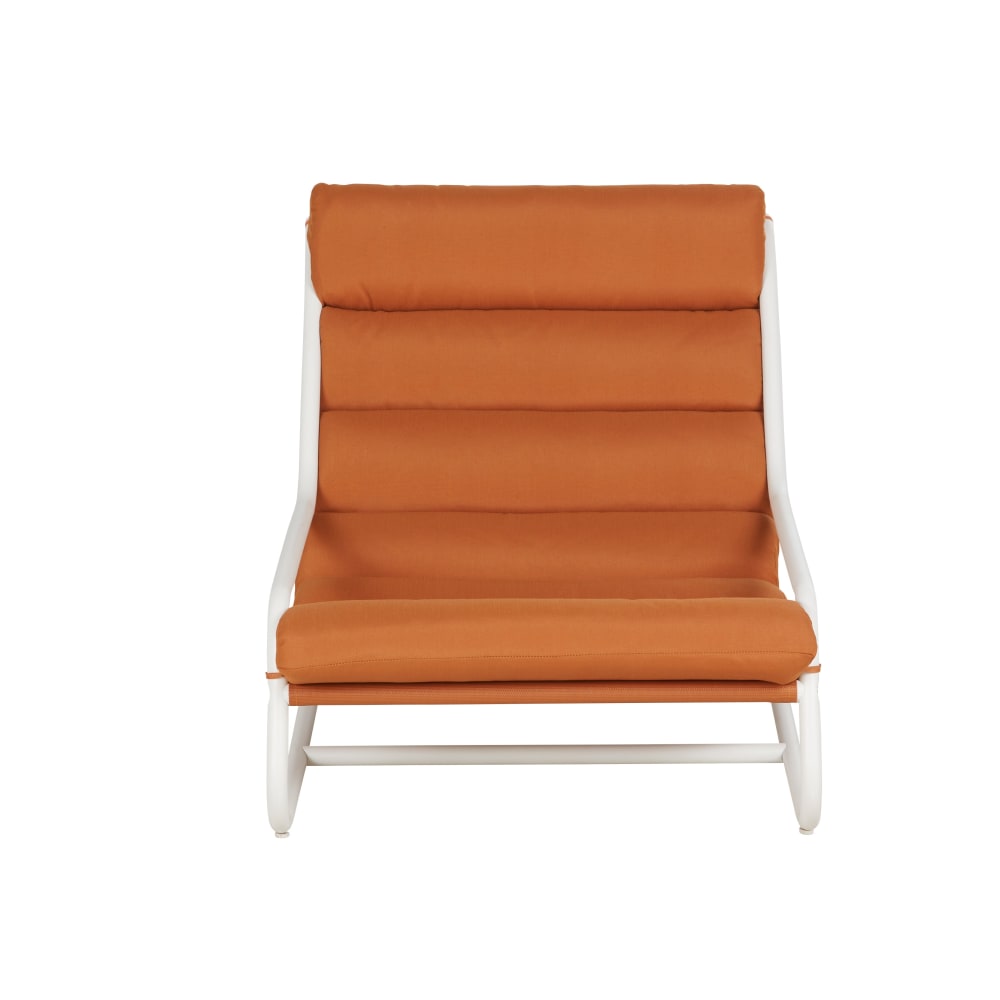 Fauteuil de jardin en acier blanc et toile brique recyclée