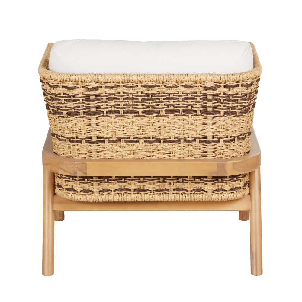 Fauteuil de jardin en bois d'acacia, résine recyclée et coussins en polyester recyclé écru — vue 4