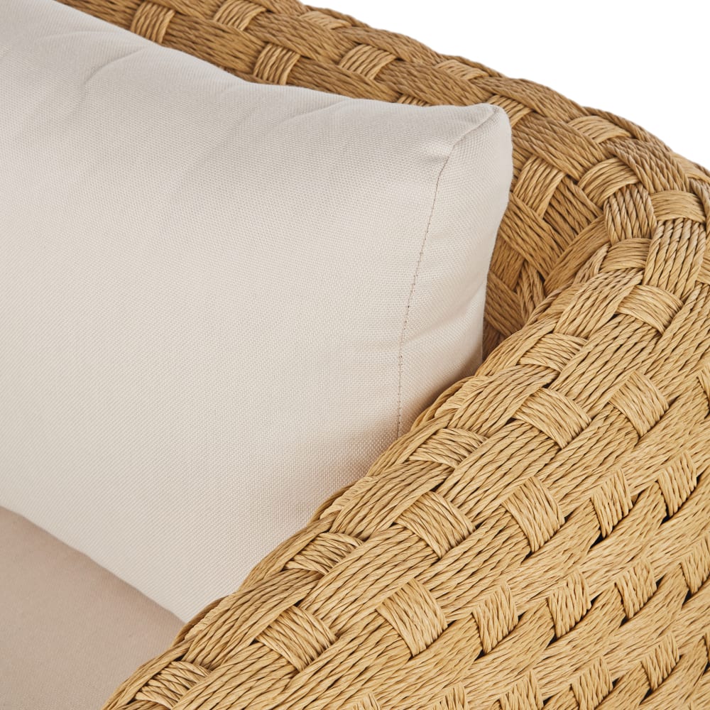 Fauteuil de jardin en résine recyclée et coussins en polyester recyclé écru — vue 4