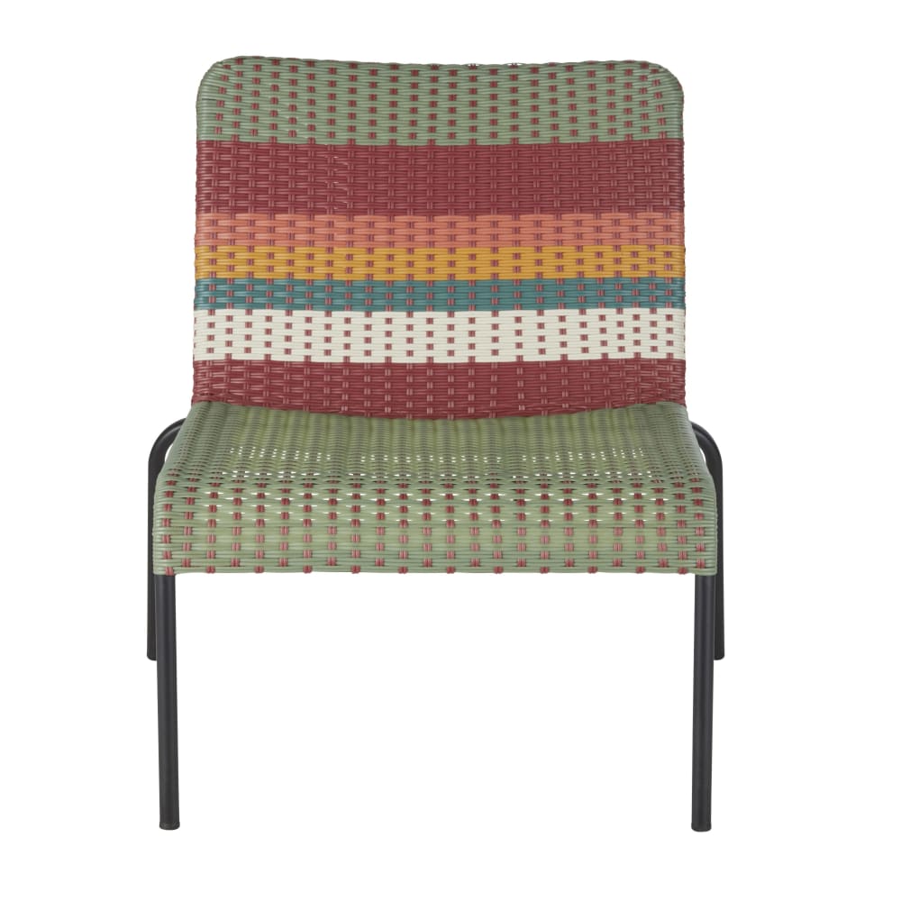 Fauteuil de jardin en résine recyclée tressée multicolore et acier noir - Maisons du Monde