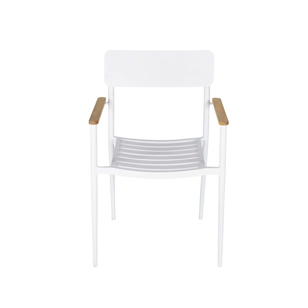 Fauteuil de jardin professionnel en aluminium blanc et teck - Maisons du Monde