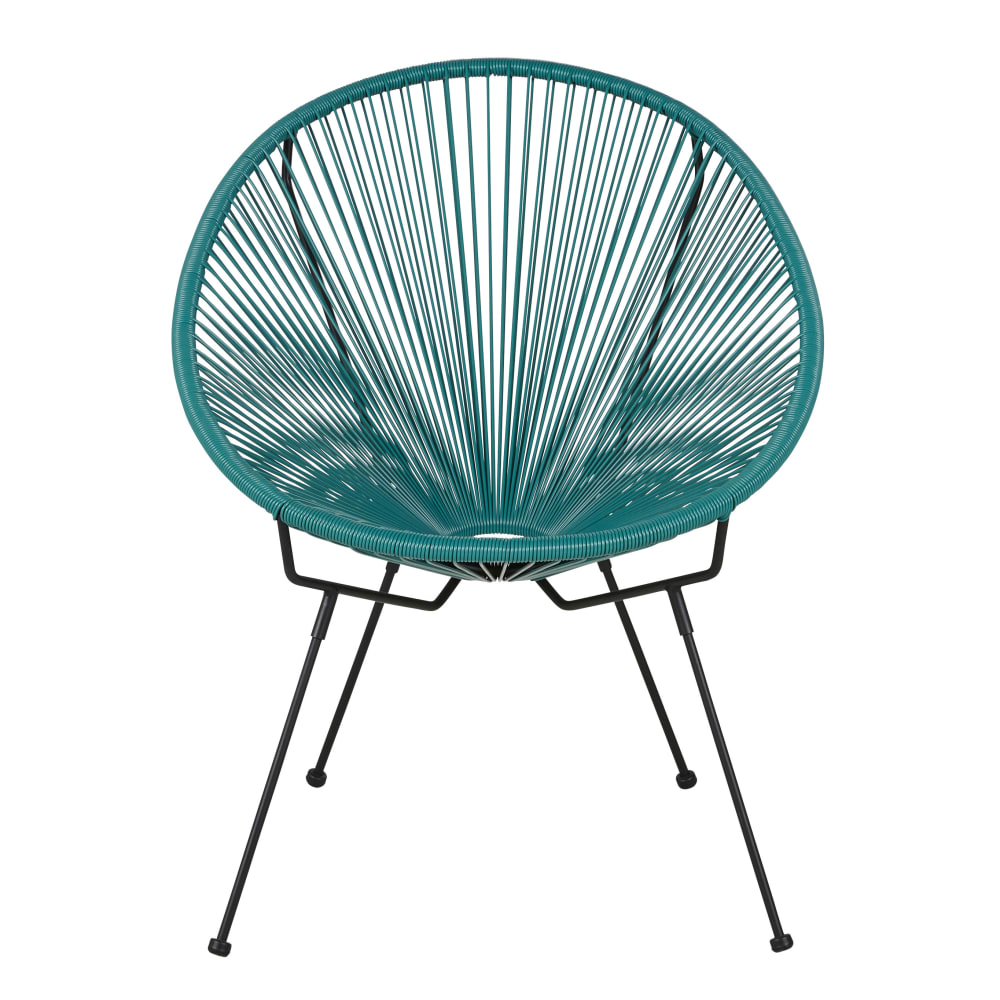 Fauteuil de jardin rond en acier noir et résine recyclée vert céladon - Maisons du Monde
