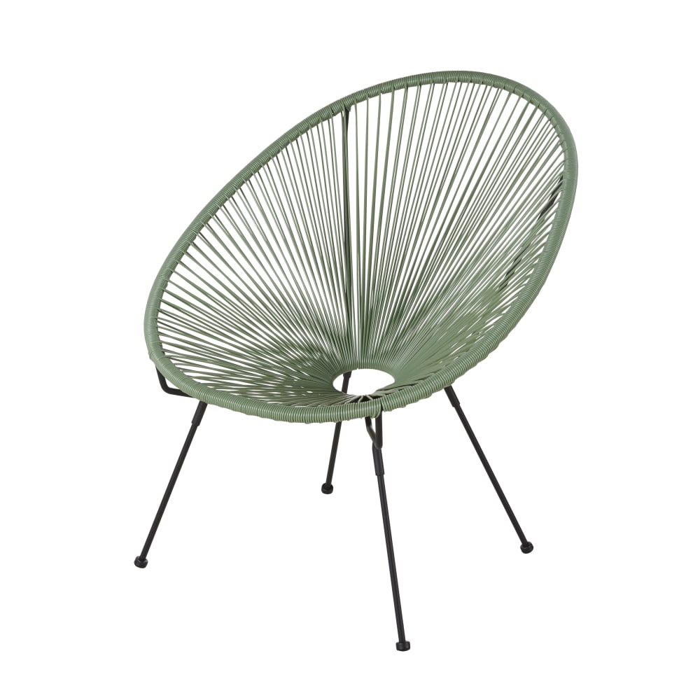 Fauteuil de jardin rond en résine recyclée vert kaki