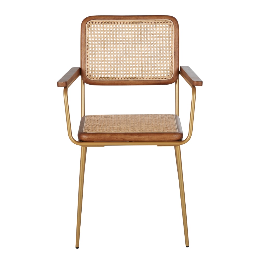 Fauteuil de table cannage en rotin et bois d'hévéa