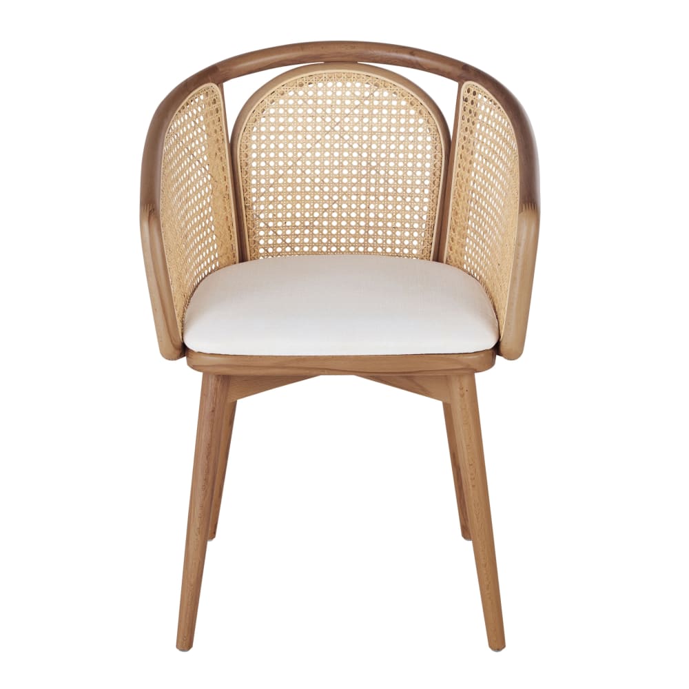Fauteuil de table écru et cannage en rotin - Maisons du Monde