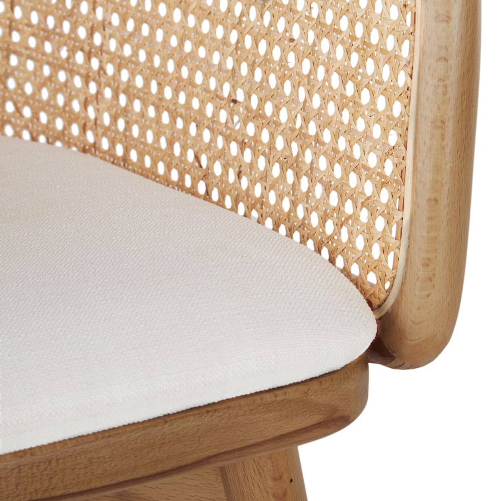 Fauteuil de table écru et cannage en rotin — vue 4