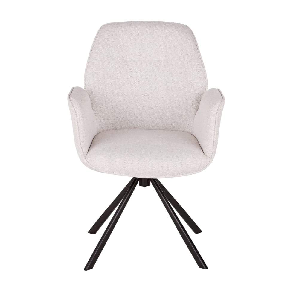 Fauteuil de table en tissu polyester recyclé gris clair et acier noir — vue 3