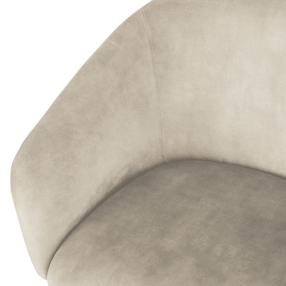Fauteuil de table en velours beige cappuccino — vue 4
