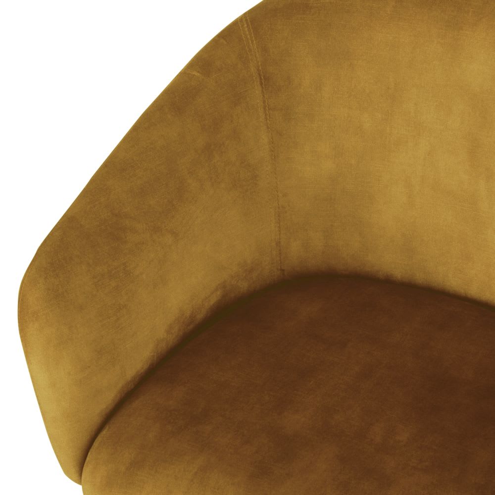 Fauteuil de table en velours ocre — vue 4