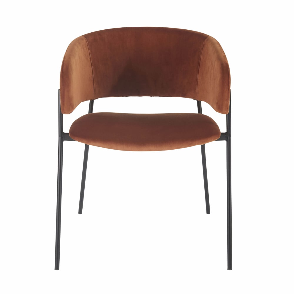 Fauteuil de table en velours orange écureuil — vue 3