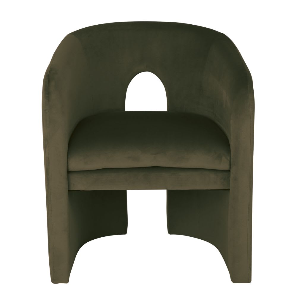 Fauteuil de table en velours vert kaki - Maisons du Monde
