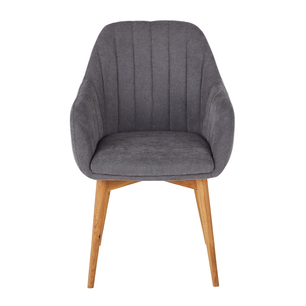 Fauteuil de table gris foncé et pieds en bois de chêne - Maisons du Monde