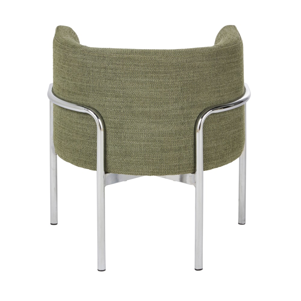 Fauteuil de table vert et pieds en acier chromé