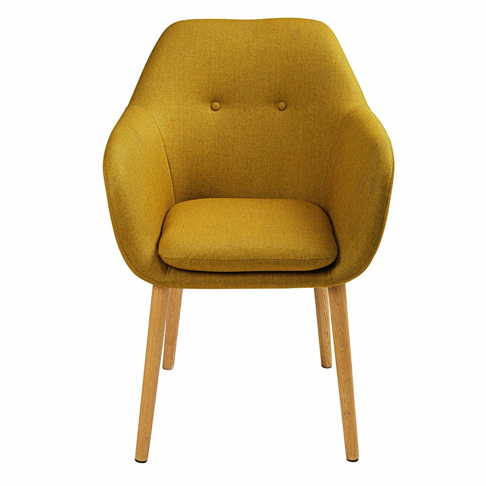 Fauteuil de table vintage jaune olive
