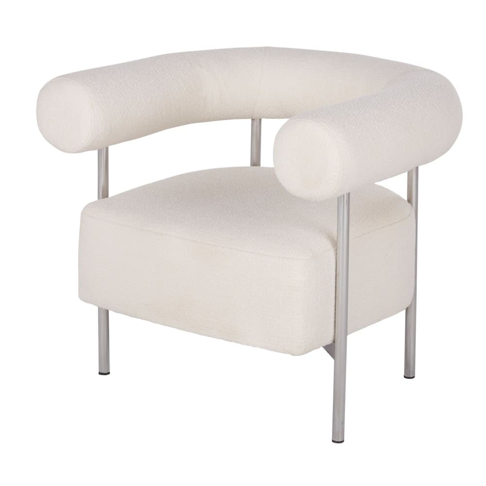 Fauteuil écru et acier