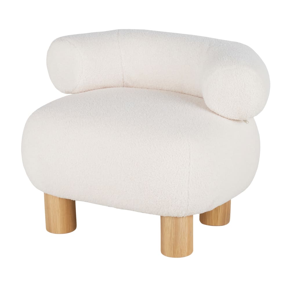 Fauteuil en bois de chêne, peuplier et bouclettes blanches — vue 3