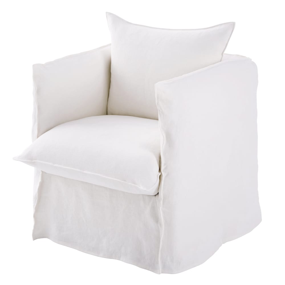 Fauteuil en lin supérieur blanc - Maisons du Monde