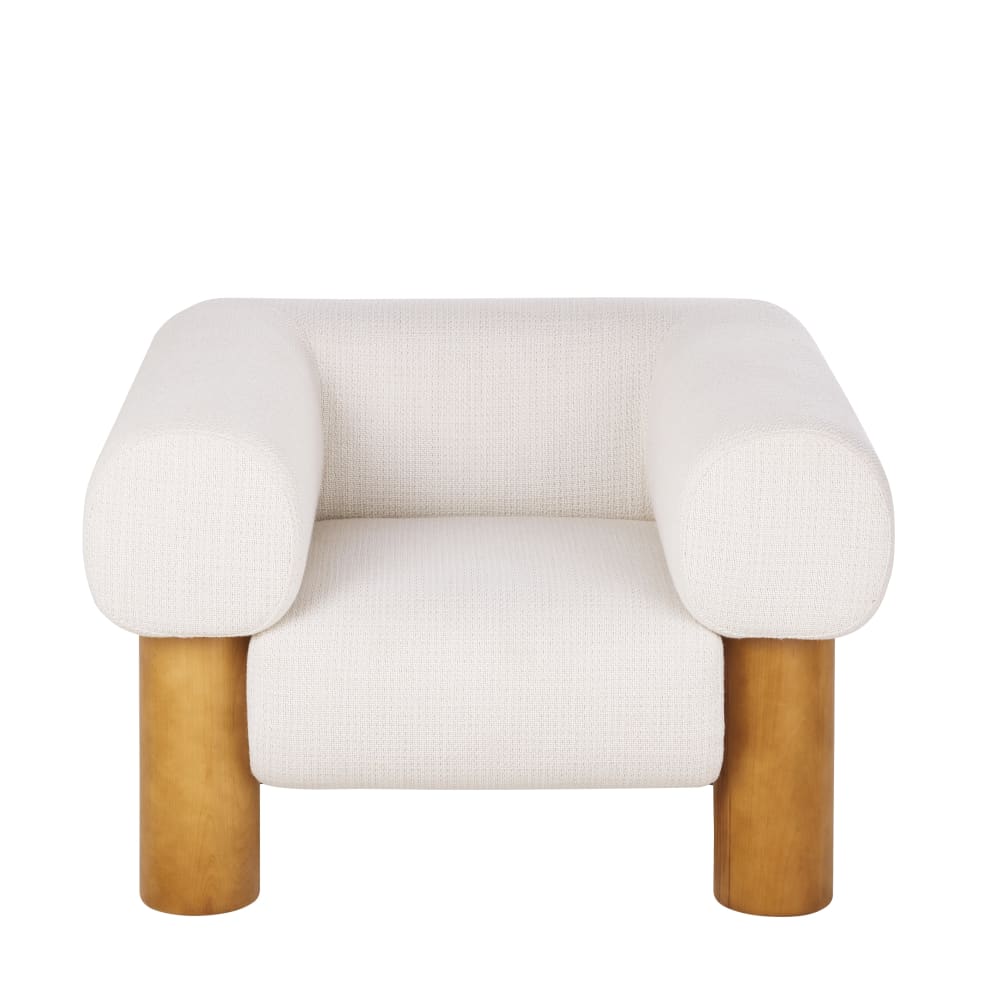 Fauteuil en textile tramé écru
