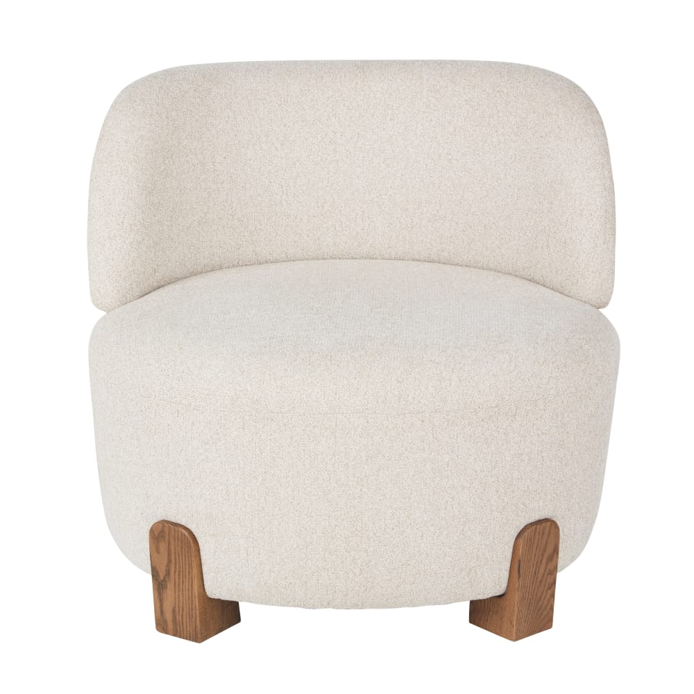 Fauteuil en tissu polyestertramé beige — vue 3