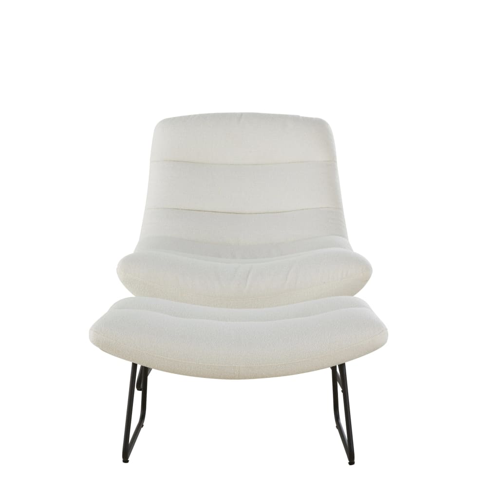 Fauteuil et repose-pieds bouclettes écrues — vue 3