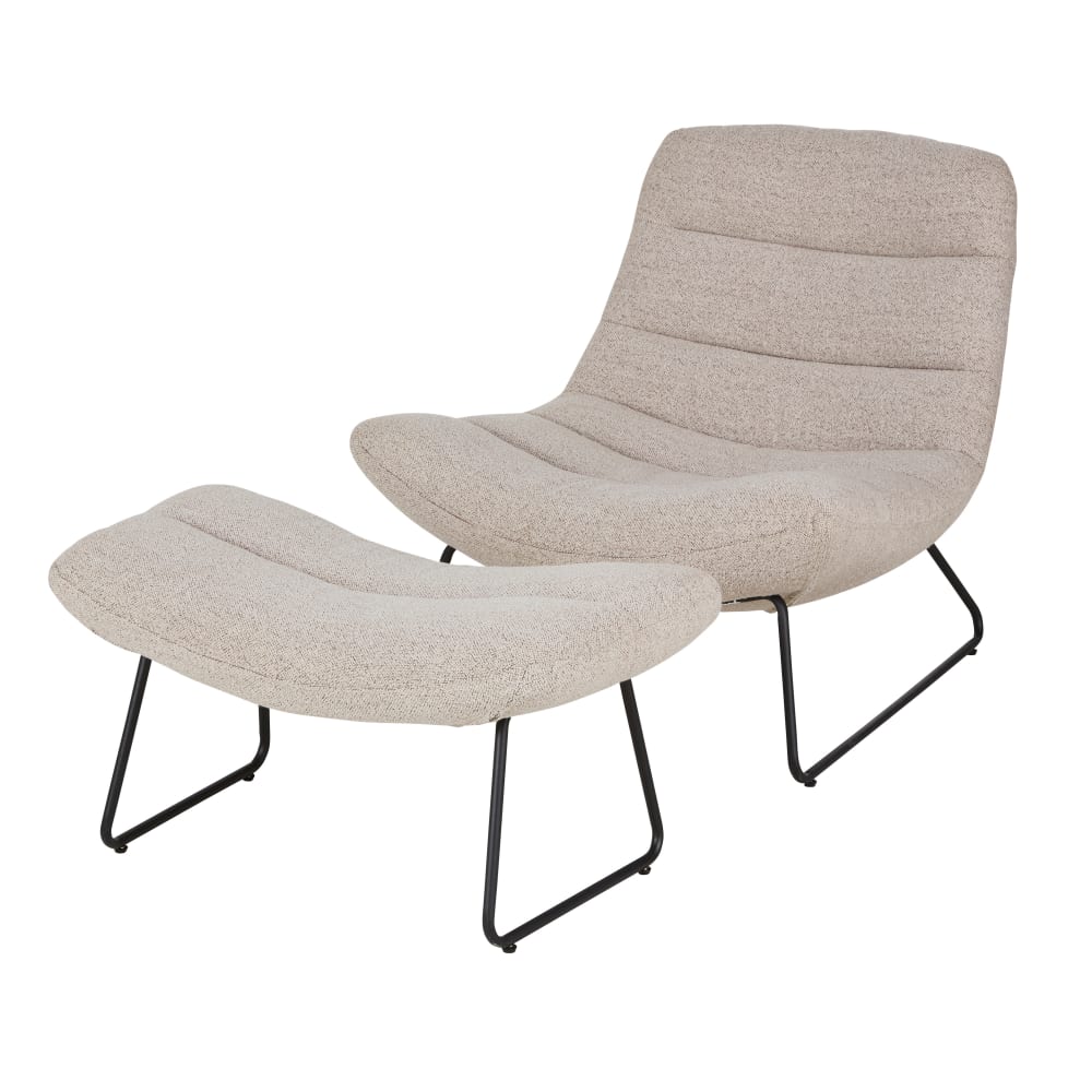 Fauteuil et repose-pieds bouclettes grises — Beyit