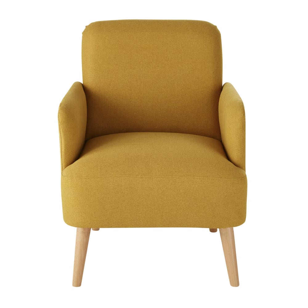 Fauteuil jaune et hêtre