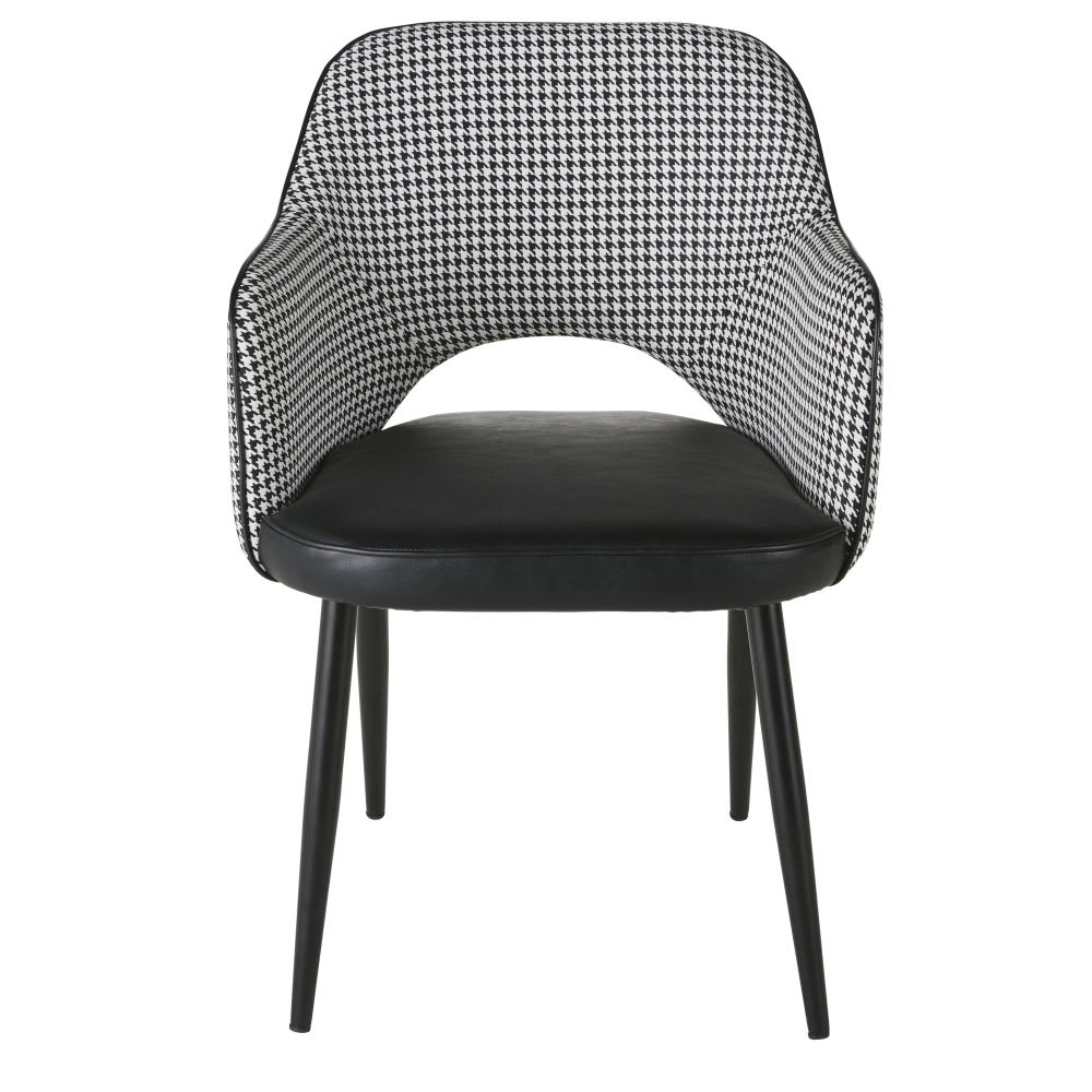 Fauteuil professionnel en acier noir motif pied de poule - Maisons du Monde