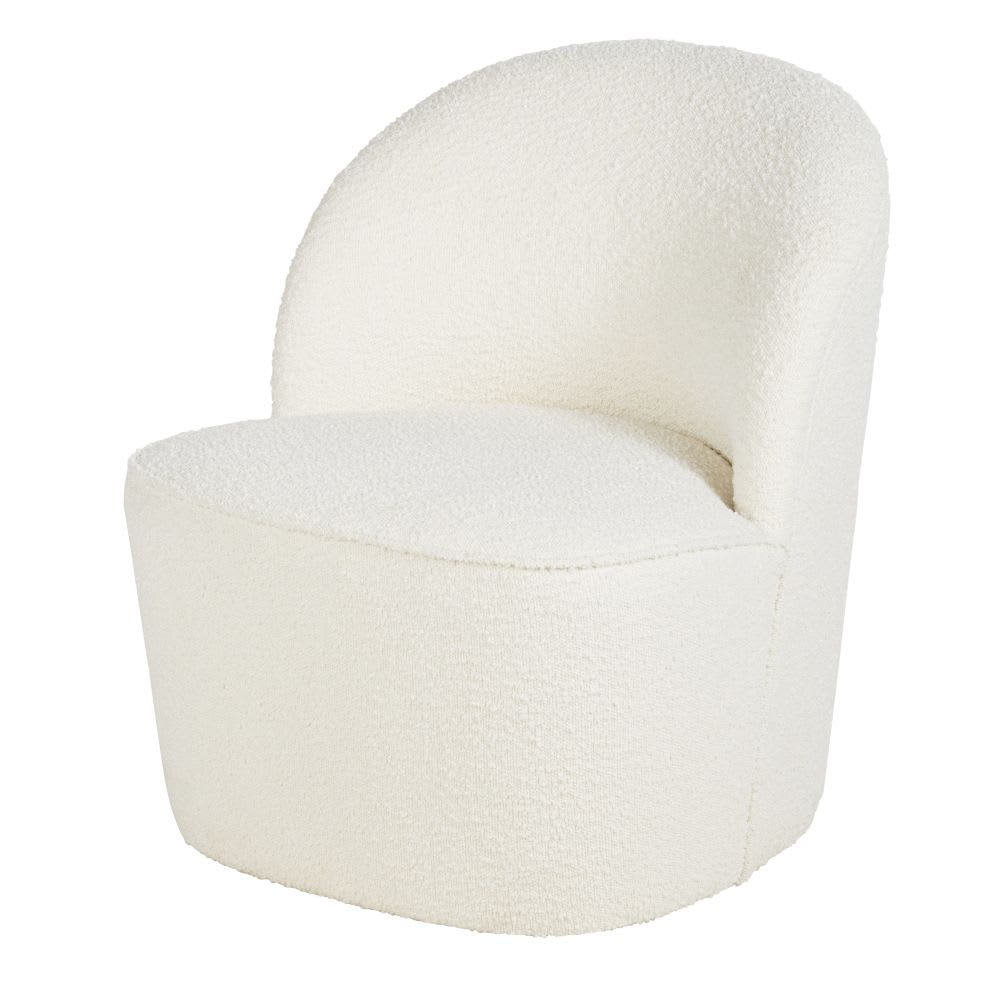 Fauteuil professionnel en tissu recyclé à bouclettes blanc cassé