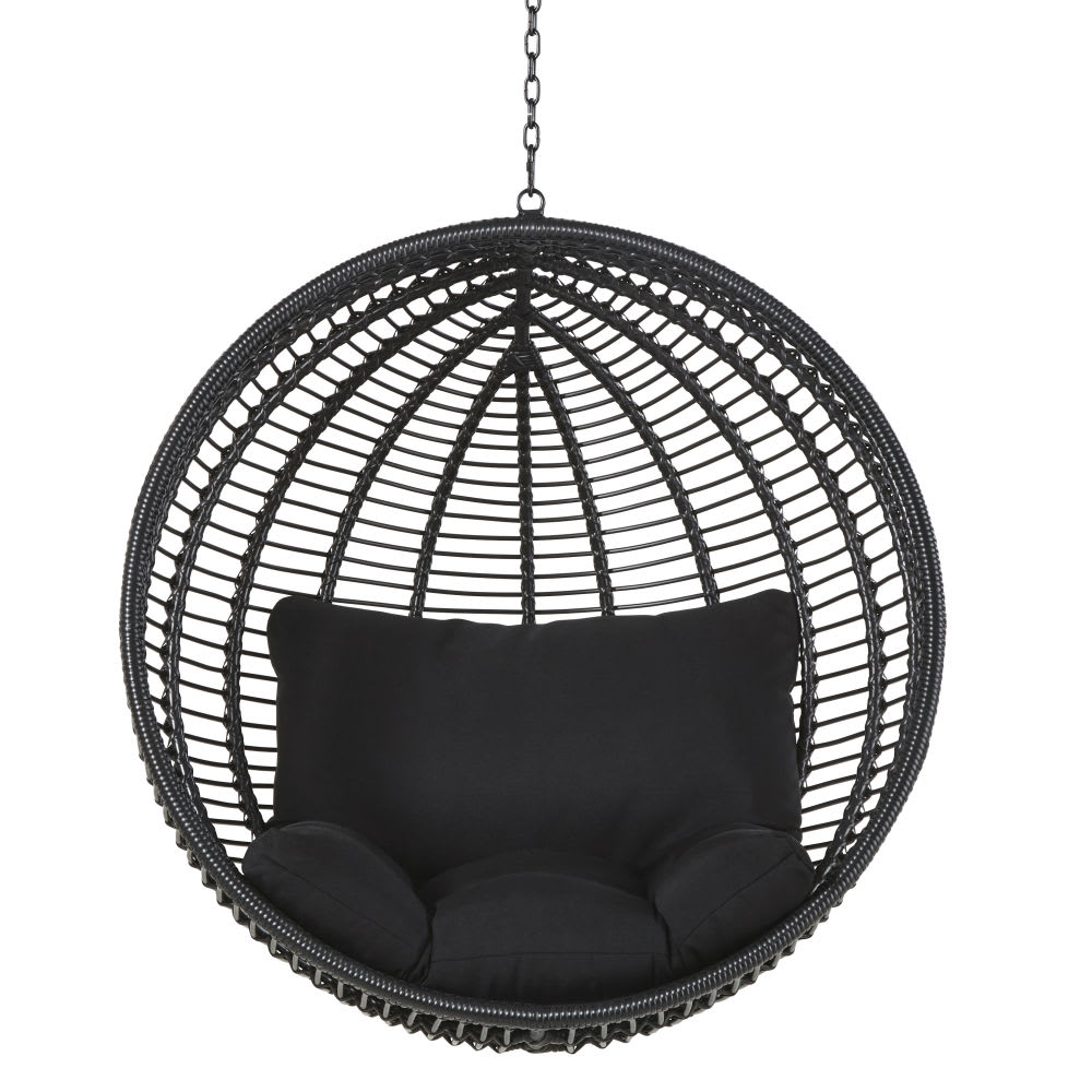 Fauteuil suspendu extérieur en résine noire (pied vendu séparément)