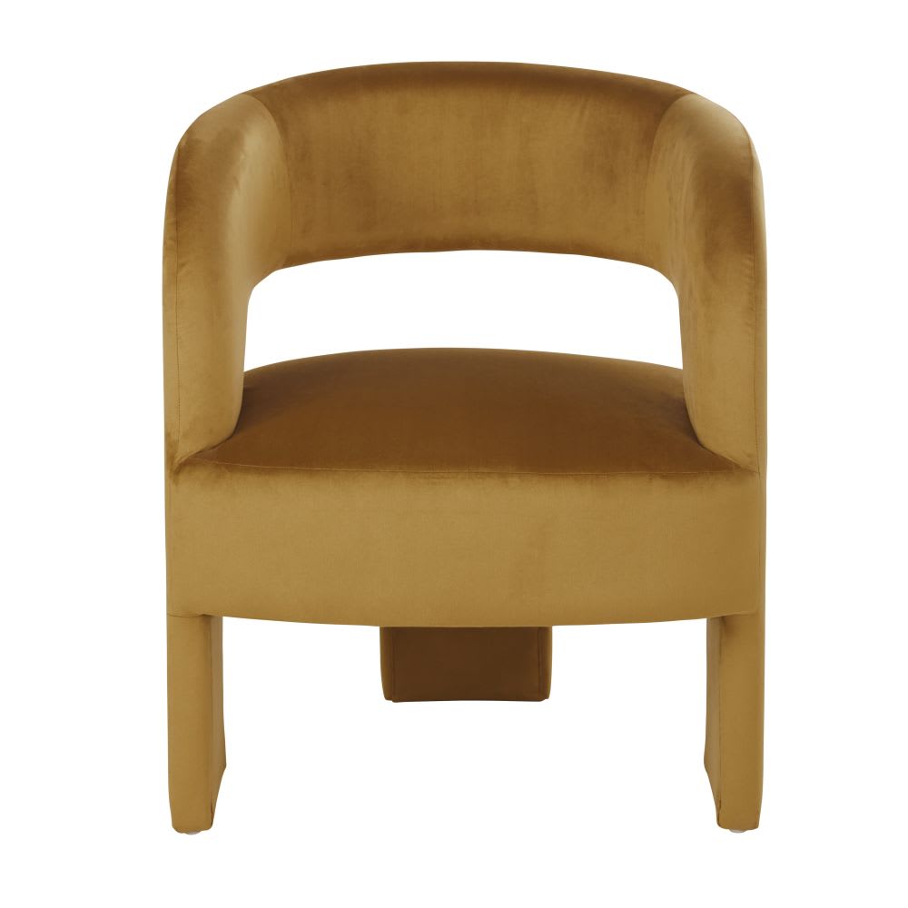 Fauteuil tripode en velours ocre - Maisons du Monde