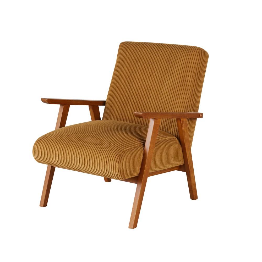 Fauteuil vintage en bois - jaune