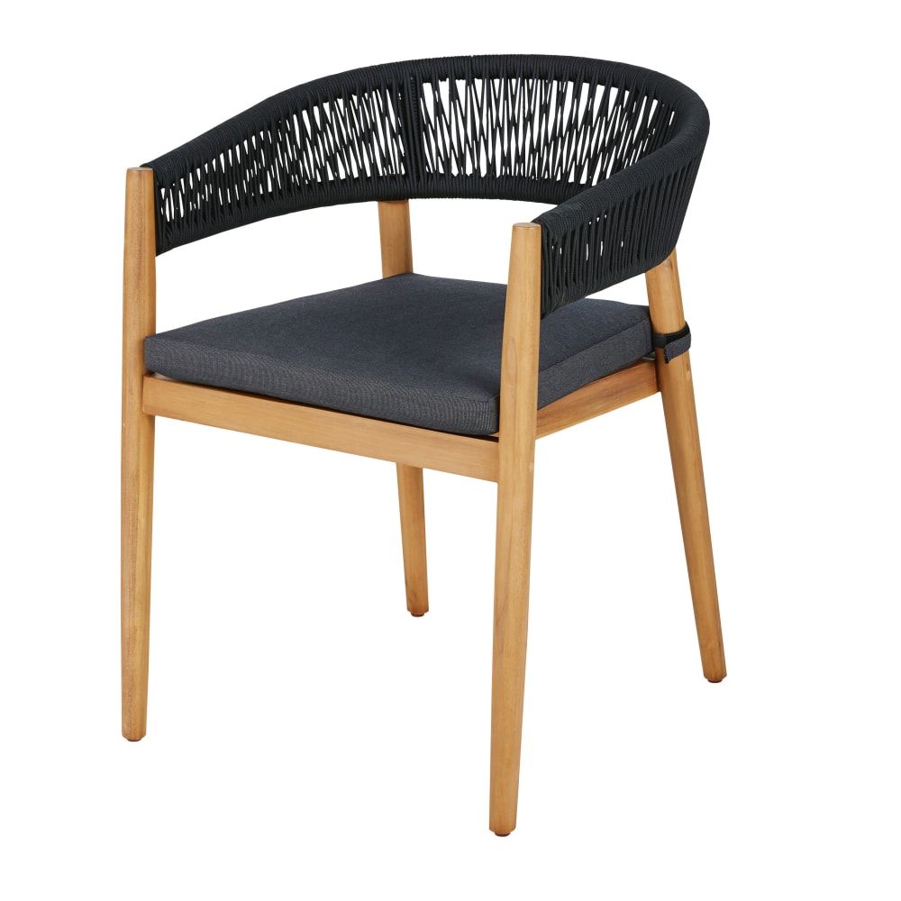 Fauteuils à dîner de jardin en bois d'acacia et polyester recyclé